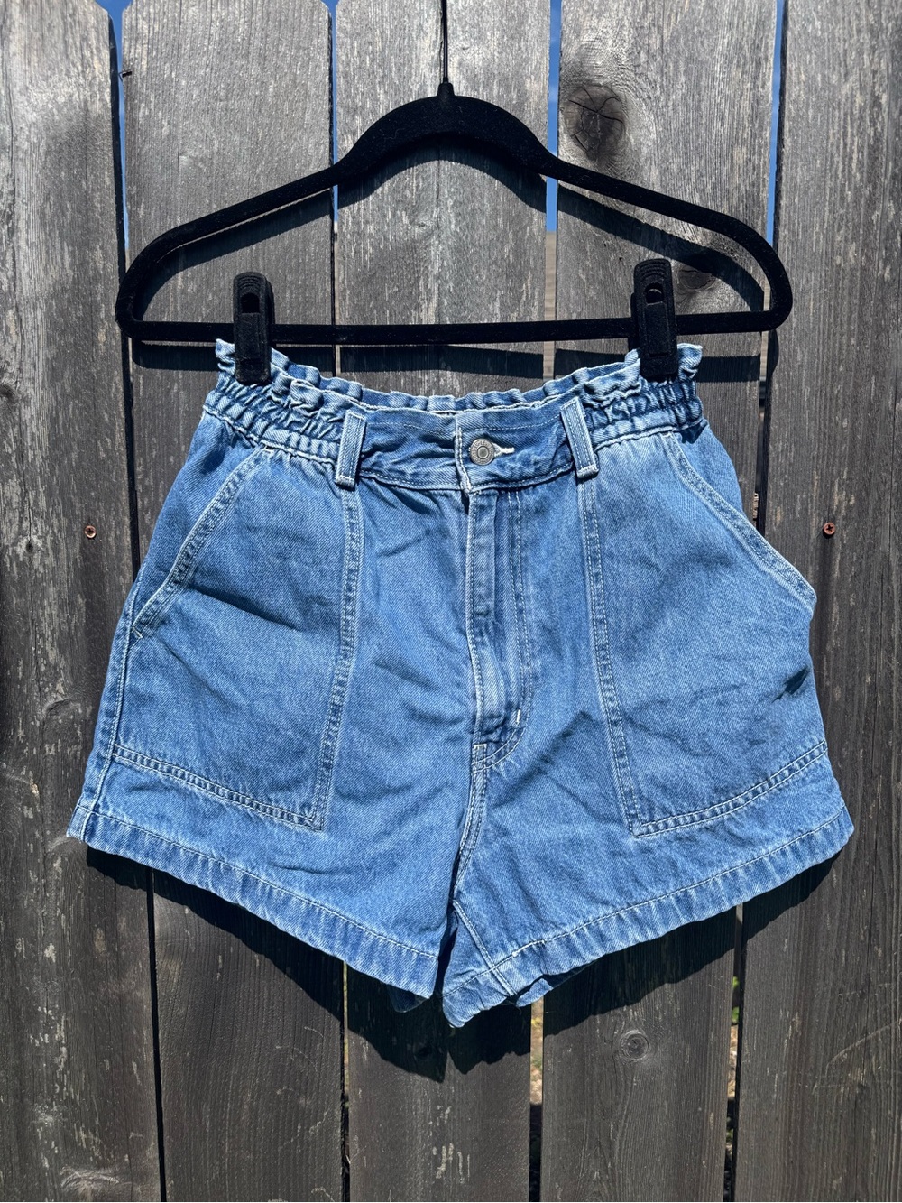 Levi's Light Blue High-Waist Paperbag Denim Shorts